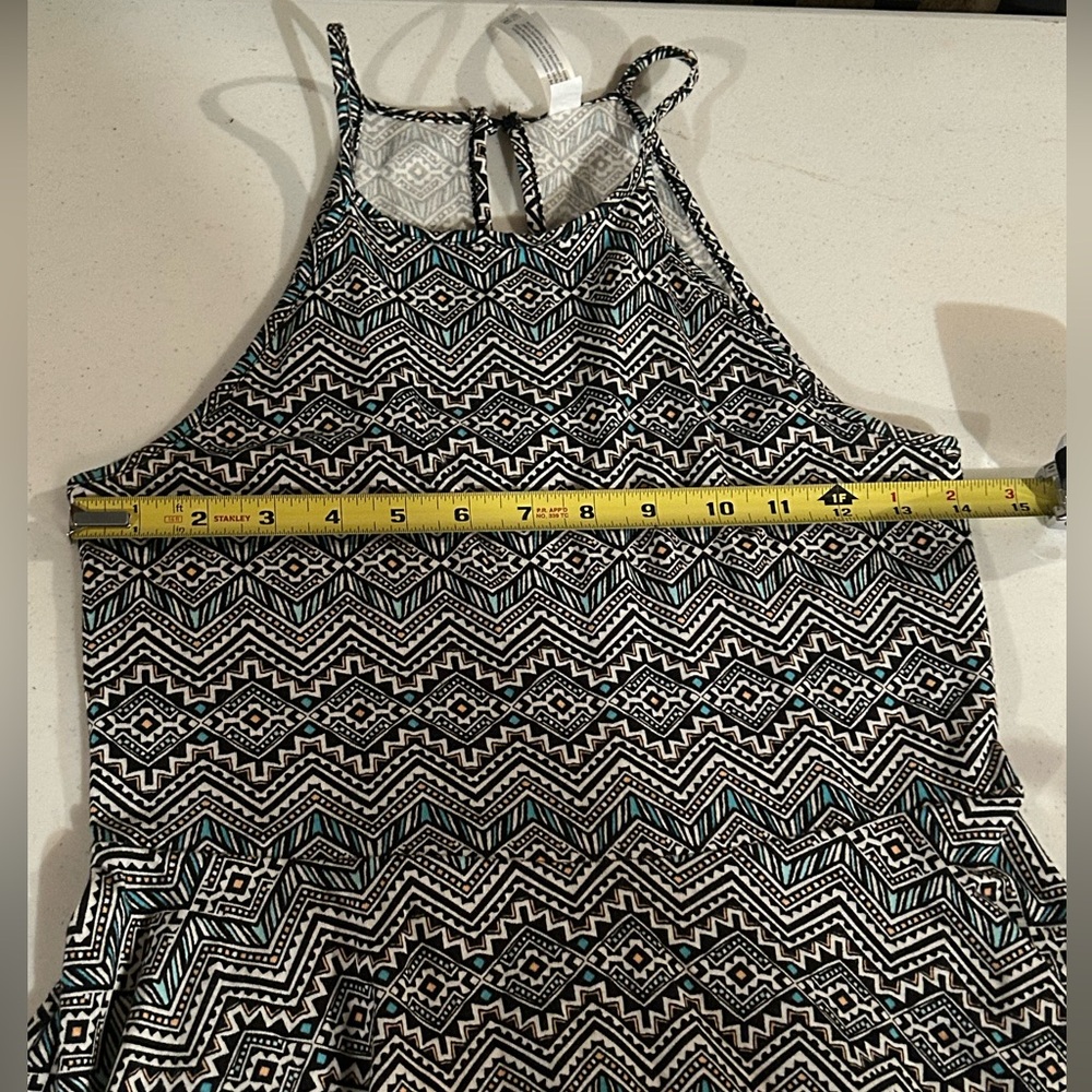 Aeropostale Summer Halter Dress Soft Stretchy Black Teal Pattern Size Small - Picture 6 of 6